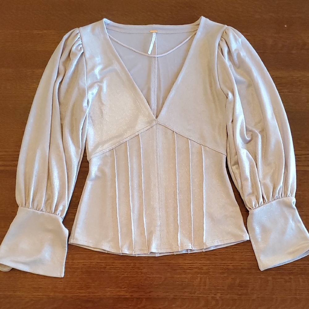 Free People Pale Pink V-Neck Corset Top